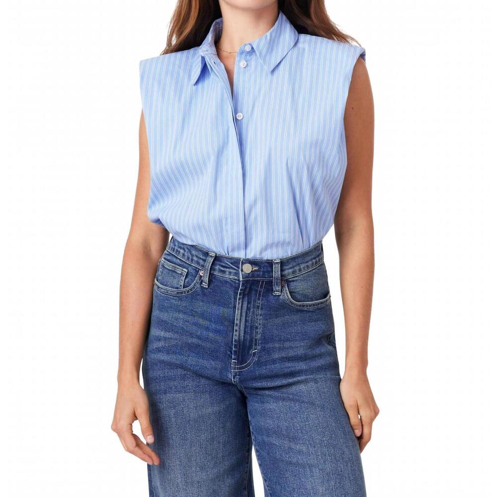 NEW HABITUAL sleeveless shoulder pad shirt in spruce